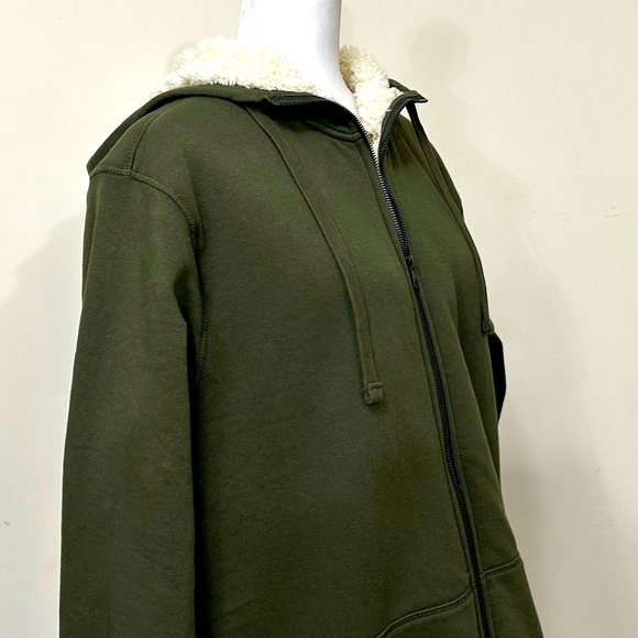 NEW Livergy Sherpa Lined Deep Green 30" Zipper X-Long Hem Hoodie Sweatshirt XXL - Picture 6 of 15